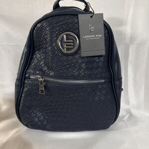 London Fog Navy Woven Bowery Backpack Medium NWT $108 Retail